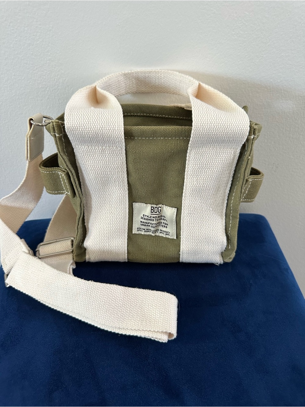 BDG Olive Canvas Serena Mini Tote Bag with Detachable Shoulder Strap